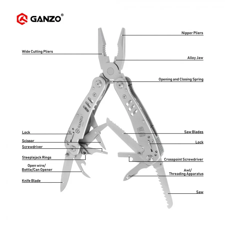 

Ganzo G300 series G301 Multi pliers 26 Tools in One Hand Tool Set Screwdriver Kit Portable Folding Knife Stainless pliers