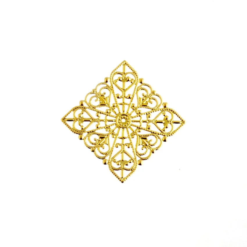 Free shipping 10PCS 3Color Embellishment Metal Crafts Gift Decoration DIY Square Filigree Connectors Hollow 4x4cm