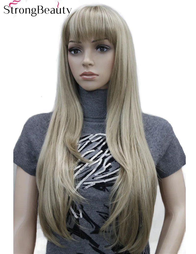 Strong Beauty Synthetic Long Straight Women Wigs Capless Heat Resistant Wig Many Color for Choose