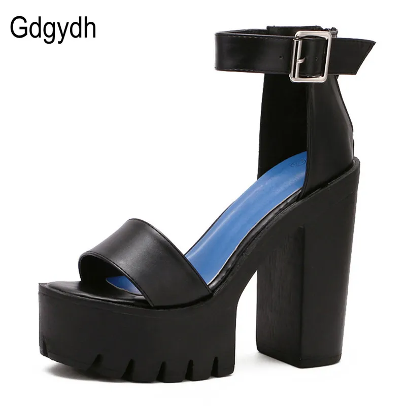 Gdgydh Summer Ankle Strap Sandal Shoes for Women High Heels Sandals Platform Back Zipper Sandals Fashion Party Model Show Pumps