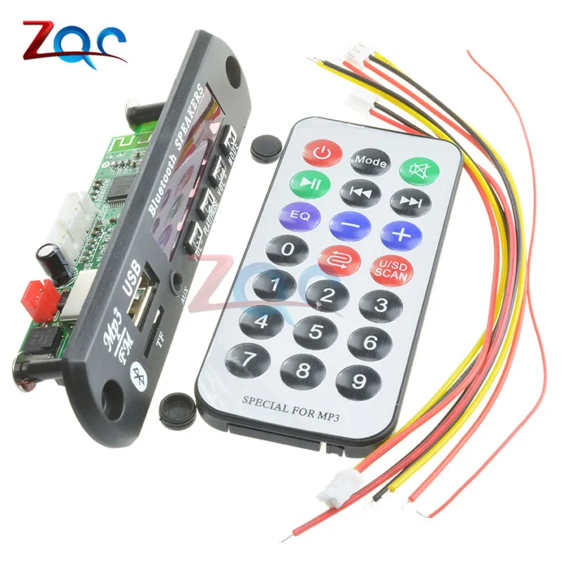 7-12V Car Bluetooth MP3 Decoder Board Decoding Player Module Support FM Radio USB/TF LCD Screen Remote Controller
