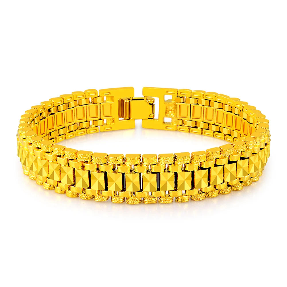 24k Gold GP 6MM /8mm /12mm Watchband Bangle/Bracelet for Men Women Drop Shipping.Wholesale Pure Gold Color Men\'s Jewelry Gift