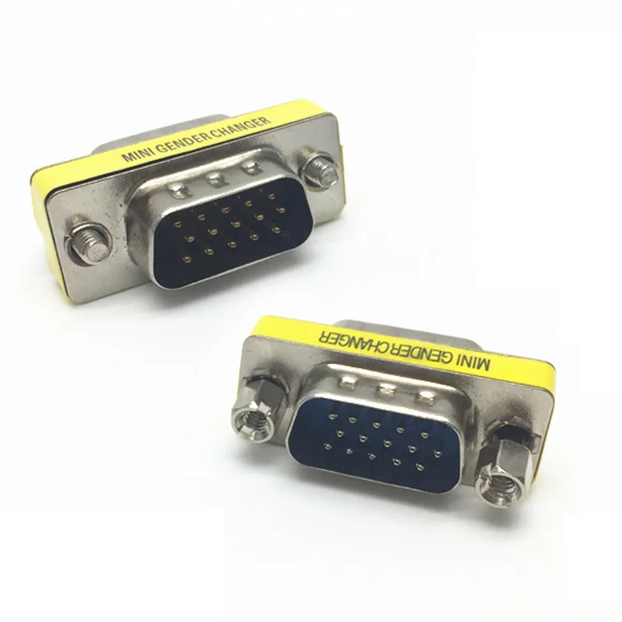 1pcs VGA 15 Pin Male to Male Plug Gender Changer Conversion Adapter HD15 Computer Monitor Video Connector