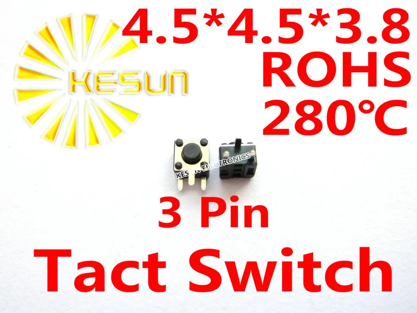 

FREE SHIPPING 1000PCS SMT 4.5X4.5X3.8MM 3 Pin Tactile Tact Push Button Micro Switch Momentary ROHS