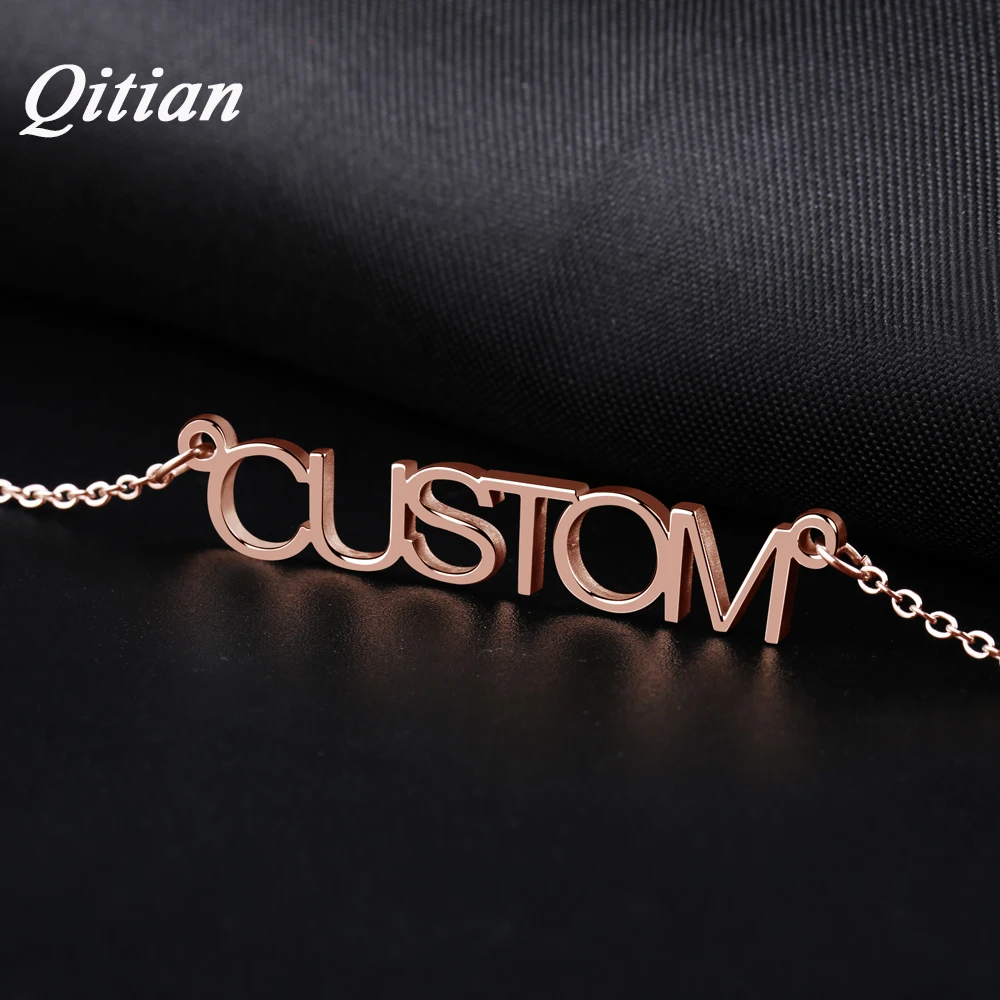 Qitian Nameplate Pendant Choker For Women Valentine's Day Gift Personalized 925 Silver Name Necklace Christmas Gift Jewelry