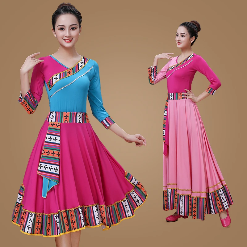 New tibetan dance costume china nationality dance suits for women festival performance clothing female vintage clothes