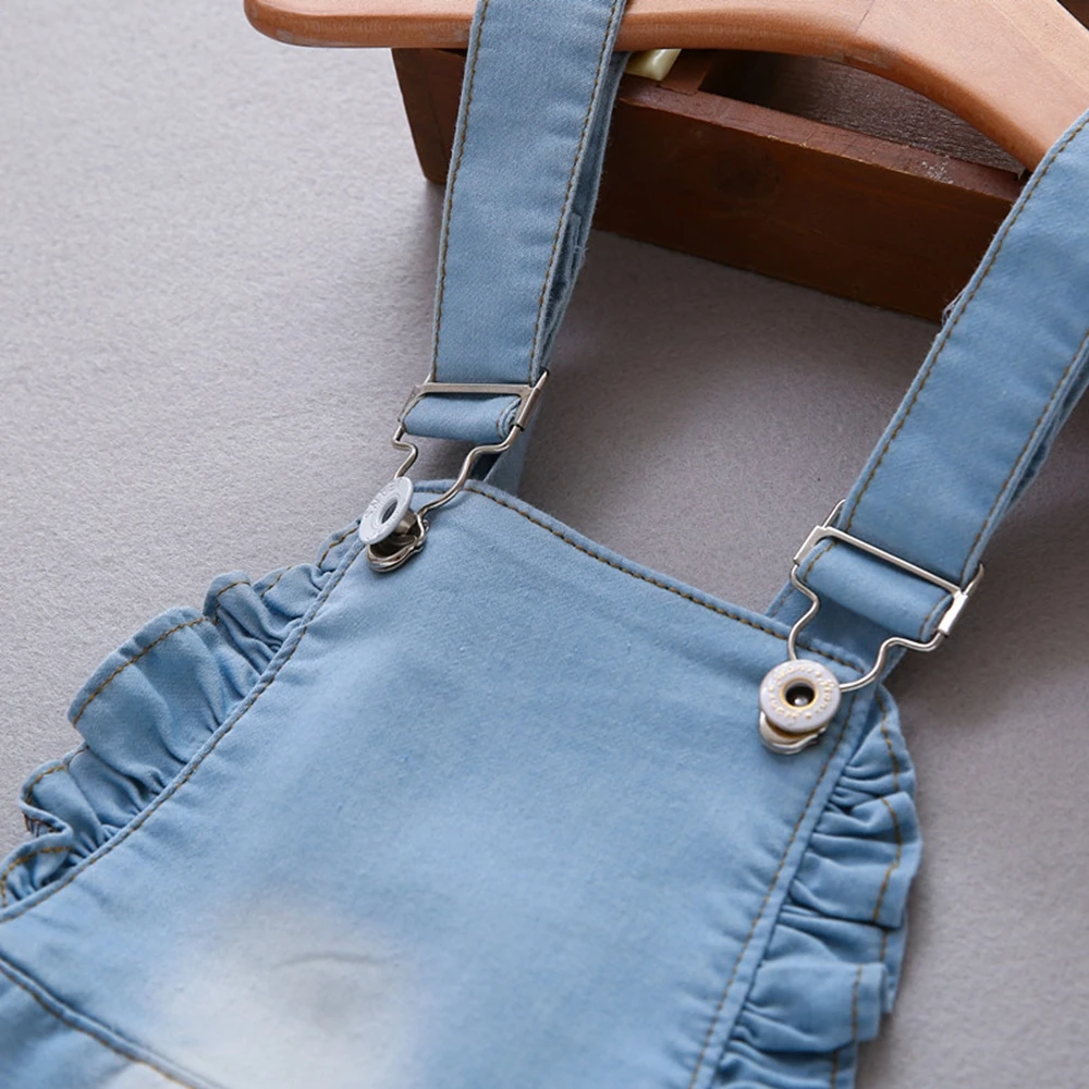 Chumhey 1-4T Summer Baby Girls Clothing Kids Overalls Lace Denim Suspender Bib Skirts Cute Toddler Straps Skirt Bebe Clothes 2 3