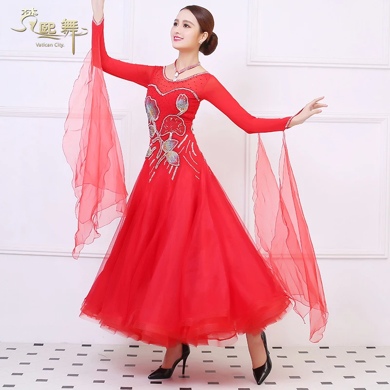 Dame Angepasst Tanzen Wettbewerb Kleid Tango Flamenco Customes Mädchen Walzer Tanzen Anzug Anpassen Ballroom Dance Kleid D0366