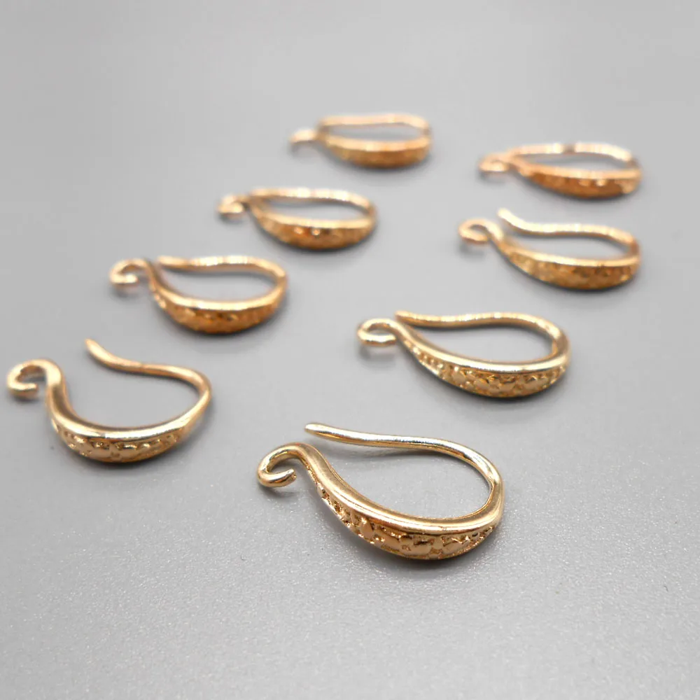 10PCS Height 9*15MM 24K Champagne Gold Color Plated Brass with Earrings Hook High Quality Diy Jewelry Accessories