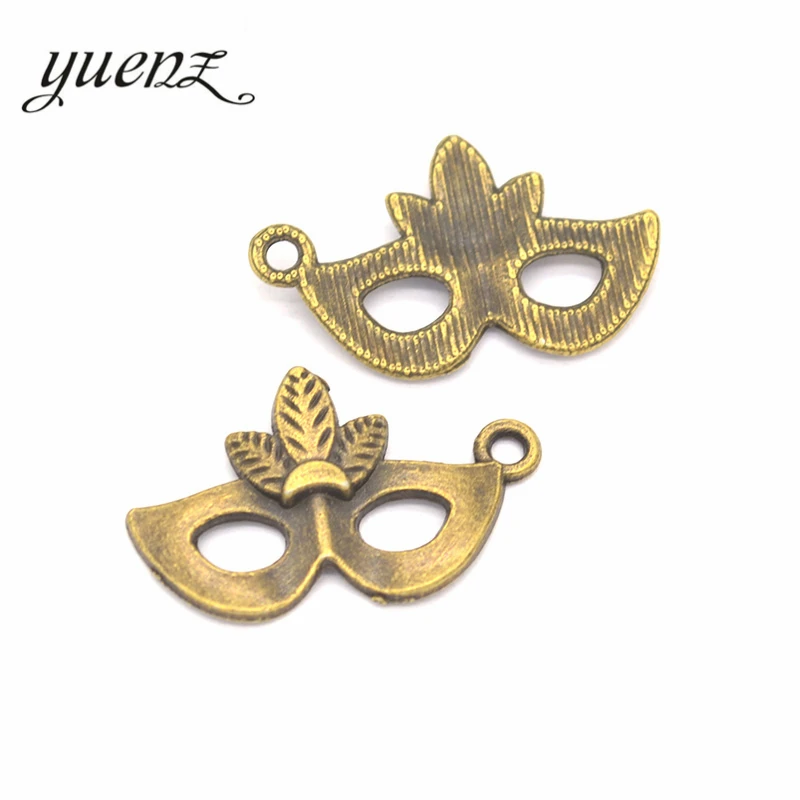 YuenZ 15 pcs 2 color Antique silver color Metal mask Charms Pendants For Jewelry Making Diy Handmade Jewelry 26*16mm N107