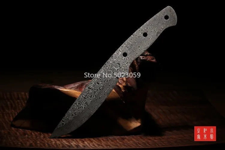 Spiral Pattern DIY Knife Making Damascus Steel Rose Sandwich Pattern Steel Knife Blade Blank Has Been Heat Treatment