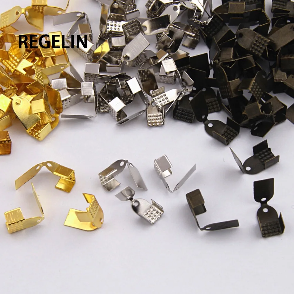 REGELIN 4x9/5x10/6x10mm 200pcs/lot silver/gold/gunblack/Rhodium/Bronze Crimps End fastener clasp Jewelry Clasp Jewelry Accessori