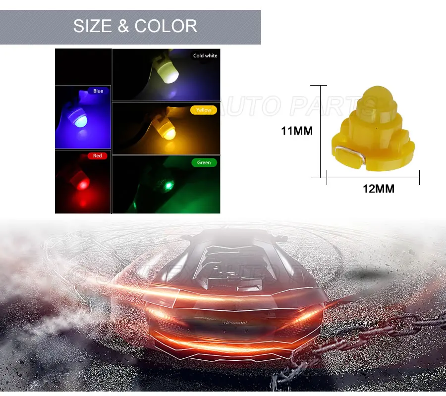 Super Bright 10pcs T4.7 Car LED COB 1 SMD Dashboard Winding Bulbs 12V Warning Indicator Interior Light Neo Wedge