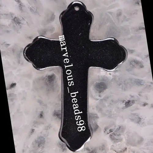 Fashion Jewelry Black Non-Magnetic Hematite Cross Pendant Bead SMC1891