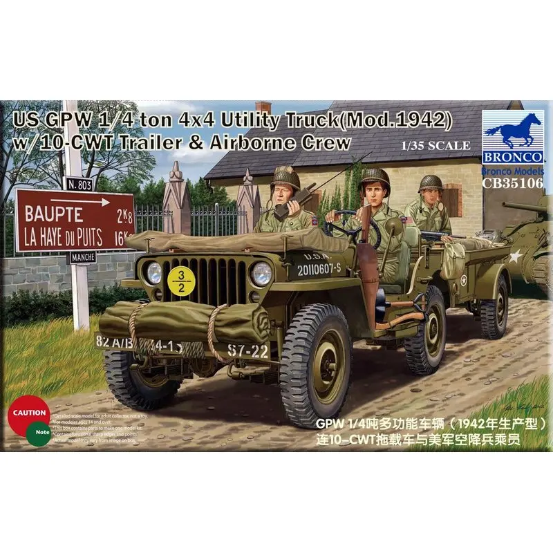 

BRONCO CB35106 1/35 US GPW 1/4 ton 4x4 Utility Truck(Mod.1942) w/Crew - Scale Model Kit