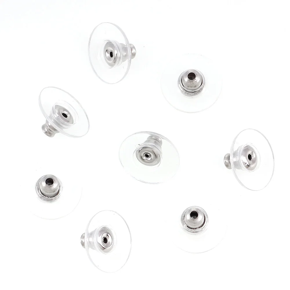 35 pieces Silicon Stud Earring Back Stoppers Earring Post Nuts  For Jewelry Findings And Components Silver Color