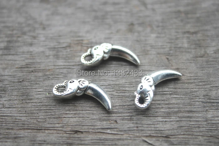 20pcs--antique silver 3D elephants tooth teeth shaped charms pendants 18x9mm