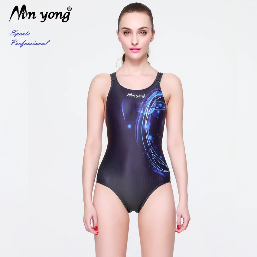 MY8001 Minyong Professional Women One-piece Sports Swimsuit Competition Type Female Triangle Swimwear Digital Printing Fashion