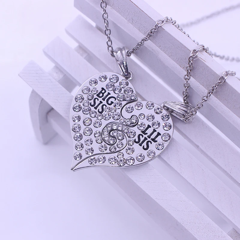 2 Pcs/Set Fashion Big Little Sister Necklace for Women Friends BFF Exquisite Charming Pendant Chains New Jewelry Party Gifts