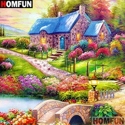 HOMFUN punta quadra/rotonda 5D pittura diamante DIY 