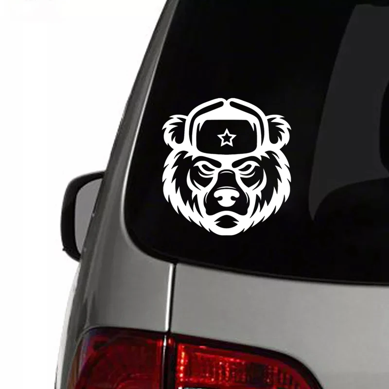 CK2266# 16*15cm Bear with earflaps funny car sticker vinyl decal white/black car auto stickers for car bumper window