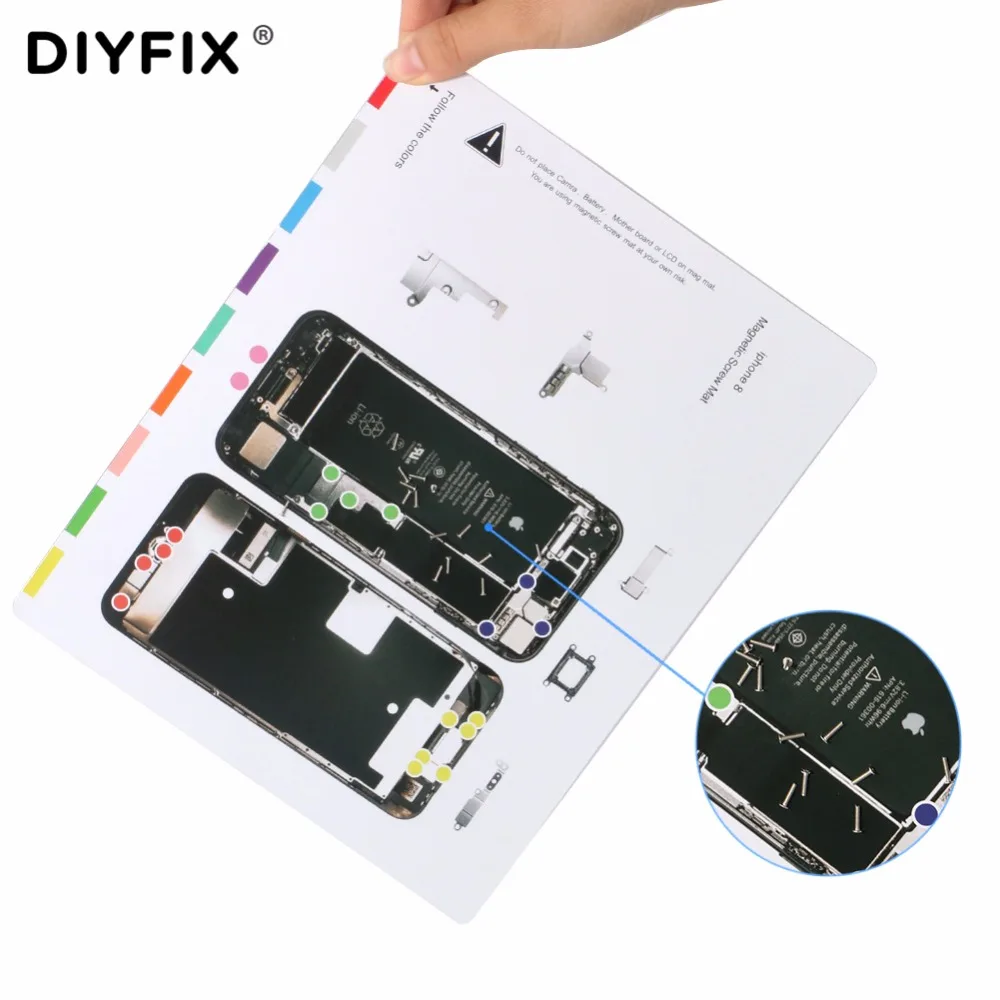 Diyfix esteira de parafuso magnético, 1 peça para iphone 8 bloco de parafusos, gráfico de keeper para iphone 8 plus, ferramentas de reparo de telefone