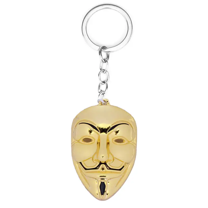 dongsheng V for Vendetta Keychain 4 colors Mask Key Chain Hot movie Key Ring Holder Pendant Chaveiro Jewelry Souvenir YS10015