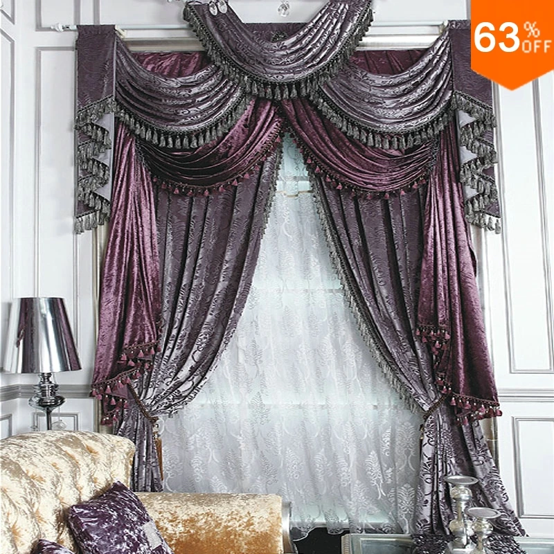 Purple Grey Roman Stick Rod silver grey curtains for Restaurant Curtain Classic elegant Living Room Curtains for Bedroom Blinds