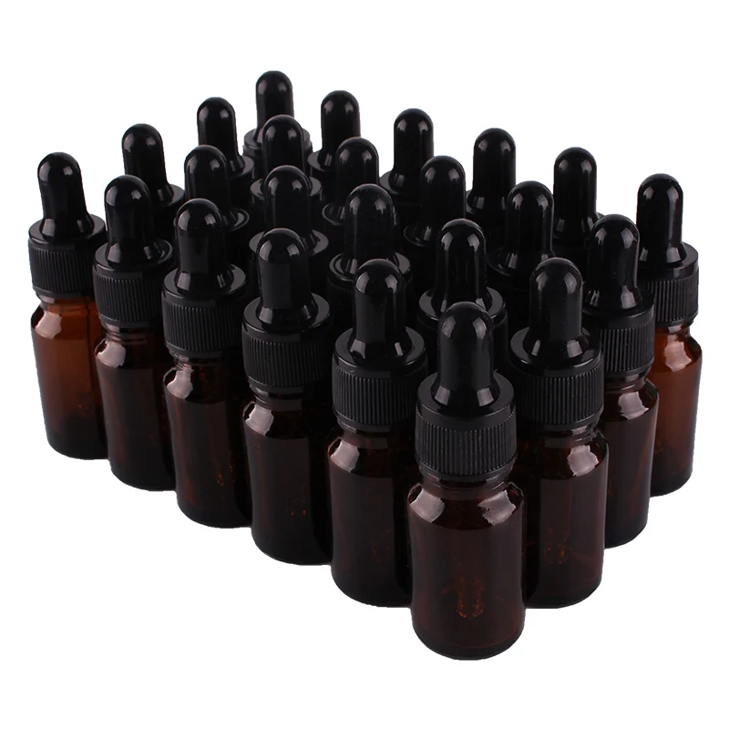 

24pcs 10ml New Empty Amber Glass Dropper Bottle with Pipptte for essential oils aromatherapy liquid