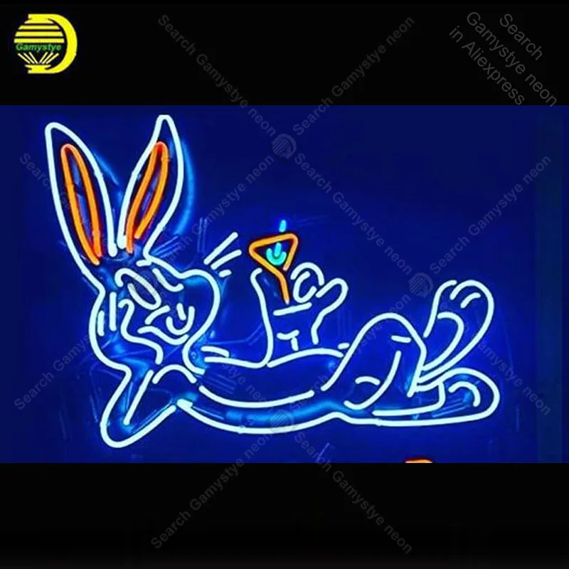 Drink Rabbit Neon Sign Neon Bulbs sign Iconic Beer Bar Pub Club light Lamps Sign display advertise Letrero Neon enseigne lumine