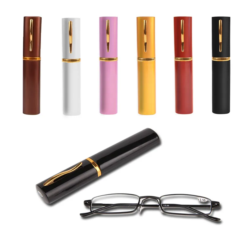 

NEW Reading Glasses Rimmed Slim Unisex With Tube Case +1.5+2.0+2.5+3.0+3.5 4.0