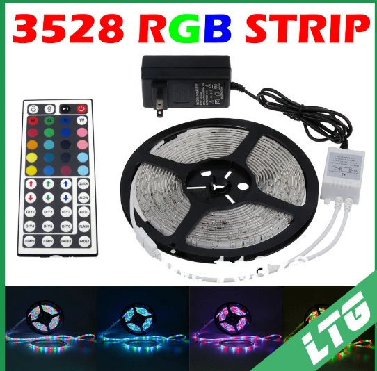 

Waterproof 3528 RGB Led Strip Flexible Light 60led/m 5M 300 LED SMD DC 12V+ IR Remote Control + 2A Power Supply