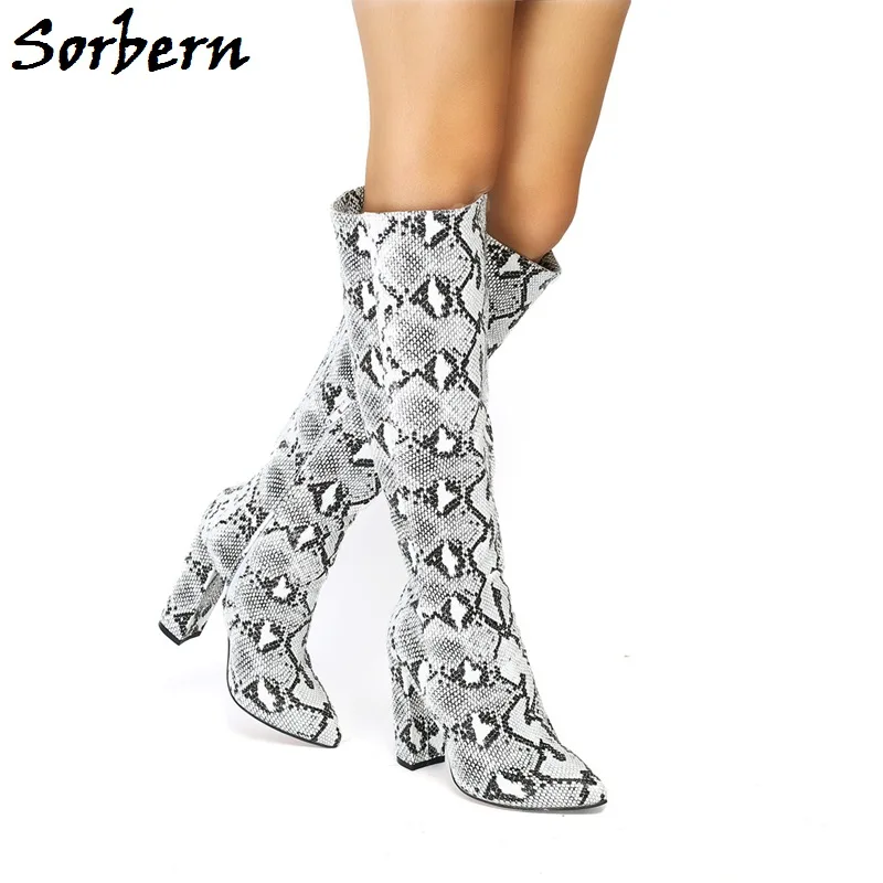 

Sorbern Sexy Boots Custom Made Color Personalized Snakeskin Womans Boots Fashions 2019 Winter Big Size 10 High Heels Shoes