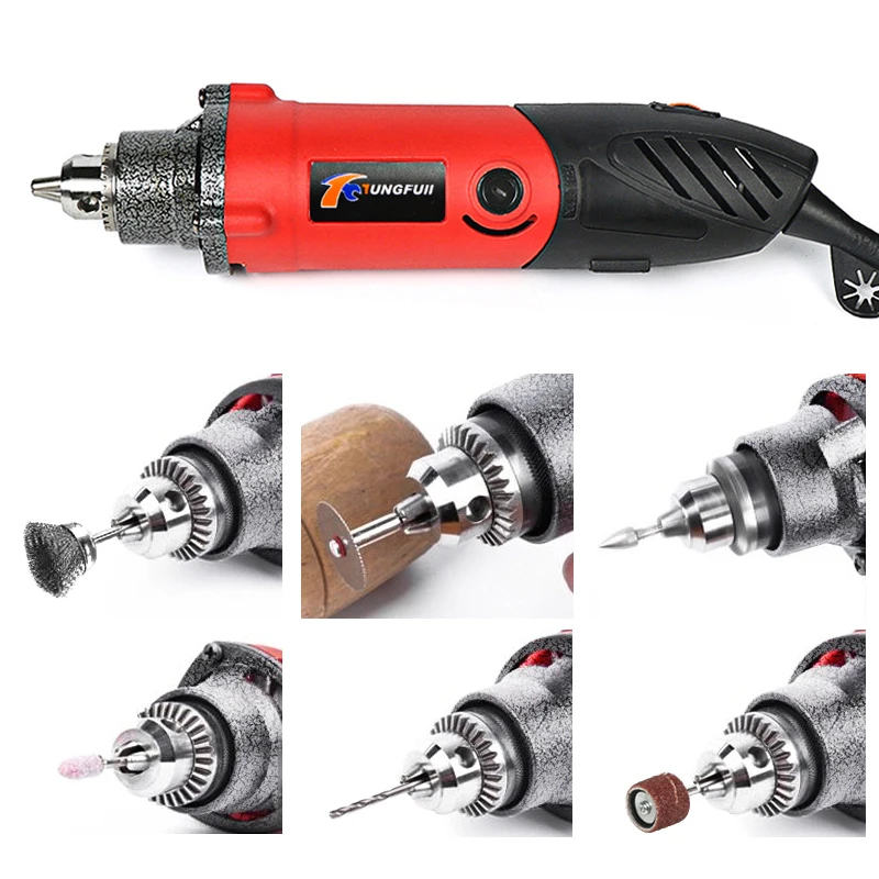 TUNGFULL-taladro eléctrico Dremel de 500W, herramienta de grabado, Mini taladro de 220v, velocidad Variable para pulir