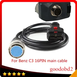 Dla Benz MB gwiazda C3 OBD2 16PIN kabel OBD II 16 Pin podłącz mian przewód testowy skaner diagnostyczny samochodu narzędzie MB C3 obdii 16-pinowy kabel