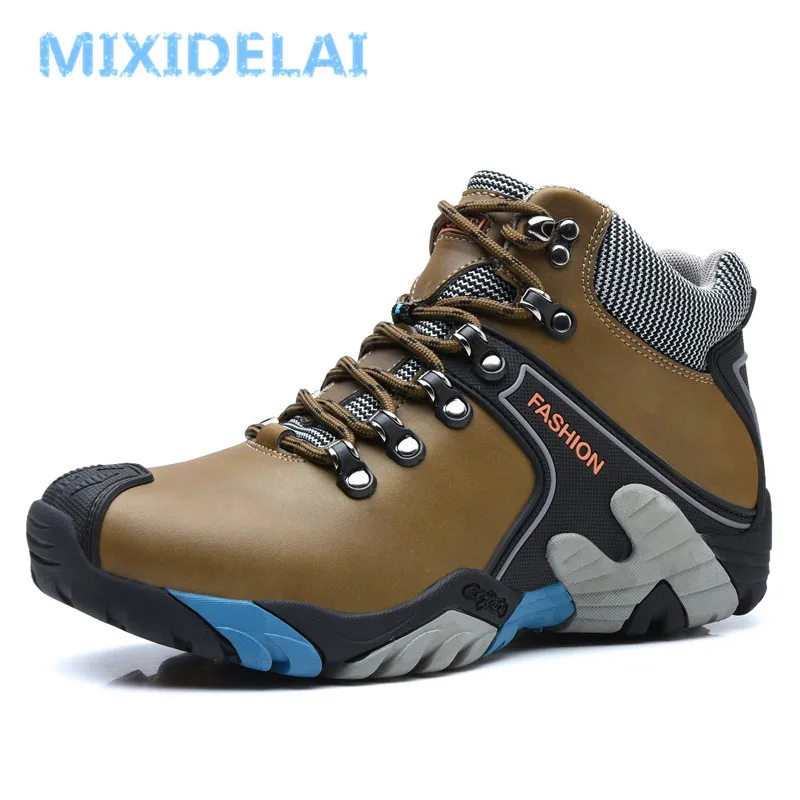 MIXIDELAI Men Boots Size 38-46 Fashion Men Winter Boots Waterproof Men Snow Boots Lace Up Men Ankle Boots Warm Winter Shoes Male