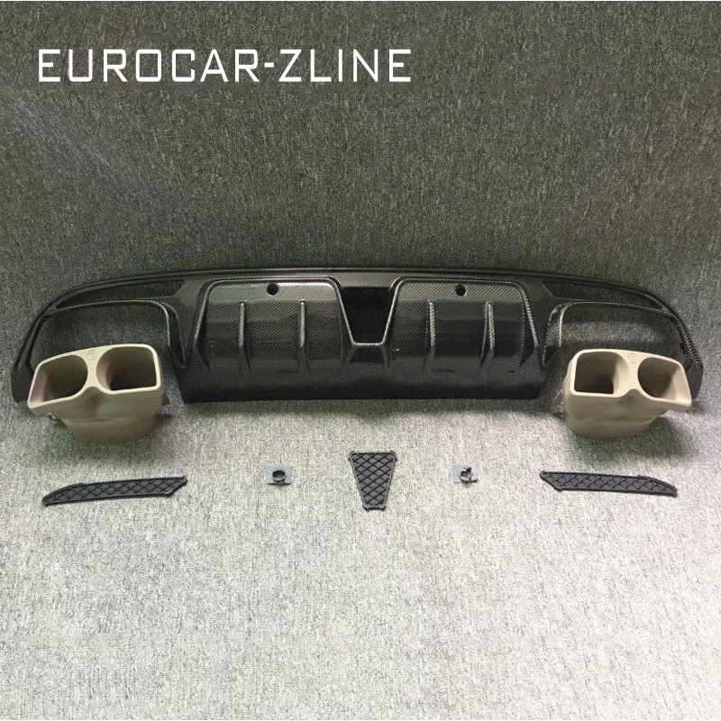 h 2014 year B style carbon fiber C-CLASS W205 C63 C63S rear diffuser with exhaust tips W205 rear diffuser