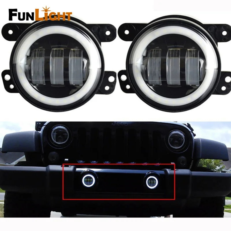 

Funlight 30W 4 inch Auto Round LED Fog Light with angle eye for Jeep Wrangler JK 2007-15