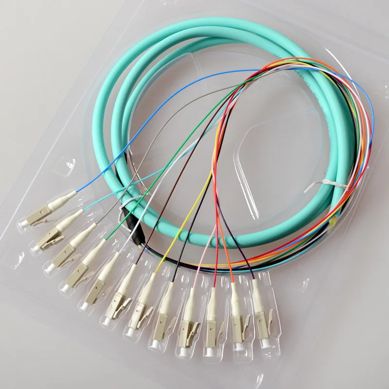 

12 core Fiber Optic Bundle Pigtail LC multimode fiber optical MM OM3 50/125, 1.5 Meters factory Minor customization