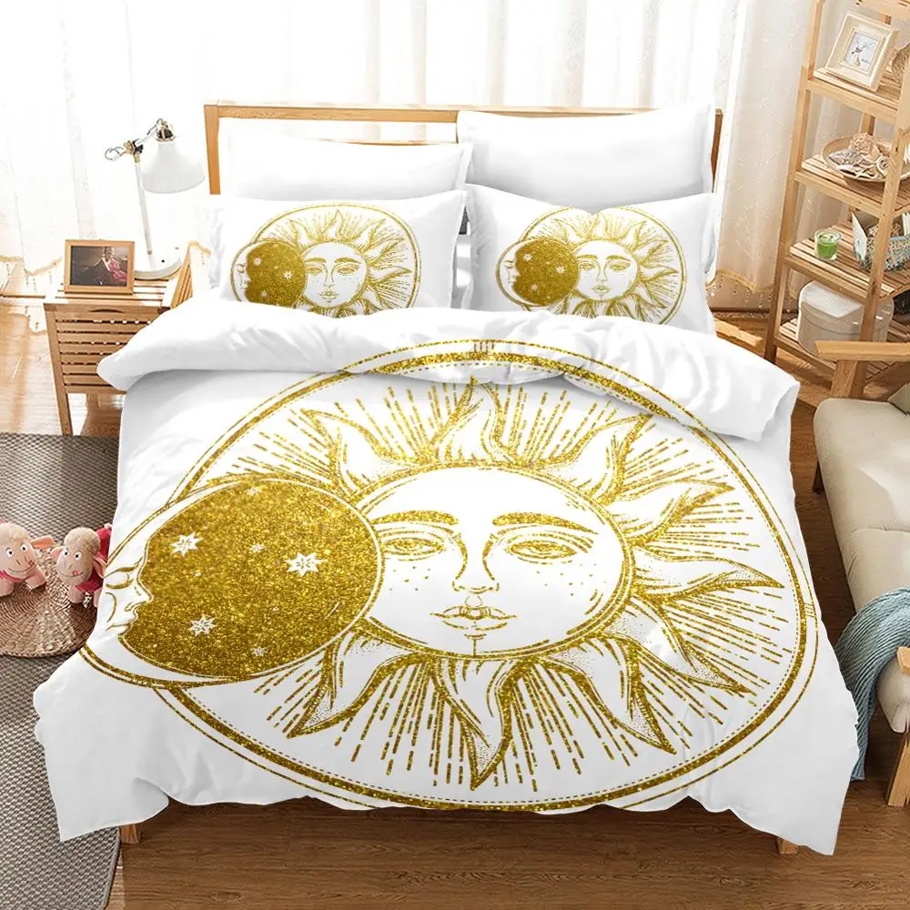 

Luxury Bedding Set King Gold Moon Queen Meteor Scorpio White Duvet Cover Constellation Bed Sets Bohemian Print Black Bed Linen