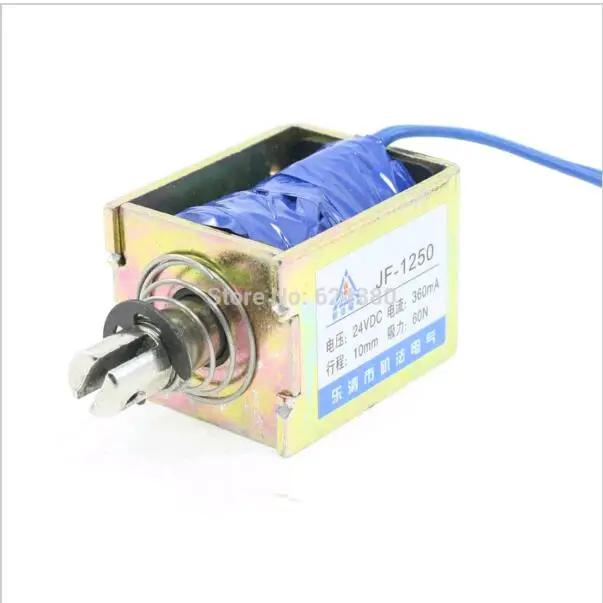 JF-1250 DC 24V 360mA Pull Push Type Open Frame Solenoid Electromagnet 10mm Stroke 60N 6Kg 13LB Force