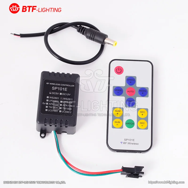 SP101E wireless RF iridescence controller three line four line WS2812B WS2811 12v to 5v