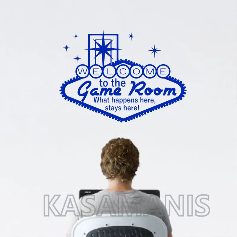 Welcome To The Game Room Decor Casino Wall Art Decals Gambling Vinyl Sticker Modern Home Gamble Poster Mural Wall Art Decoration