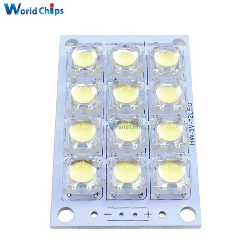 12 LED Super Bright White LED Piranha Board Night LED Lights Lamp 5mm High Brightness DC 3V-5V