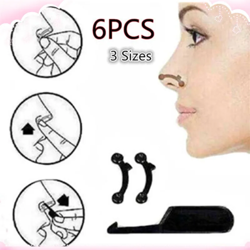 6PCS/Set 3 Sizes Beauty Nose Up Lifting Bridge Shaper Massage Tool No Pain Nose Shaping Clip Clipper Women Girl Massager