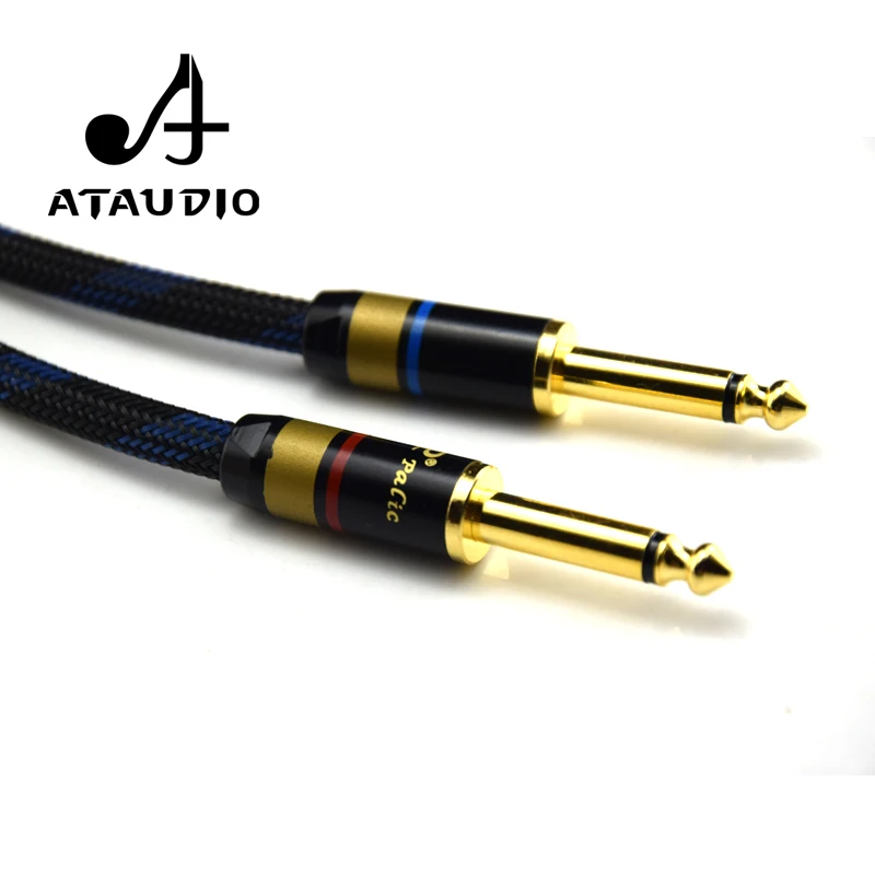 ATAUDIO 1 pair Hifi 6.35mm to RCA Cable High Quality 4N OFC Dual 6.35mm Male to Dual RCA Male Audio Cable