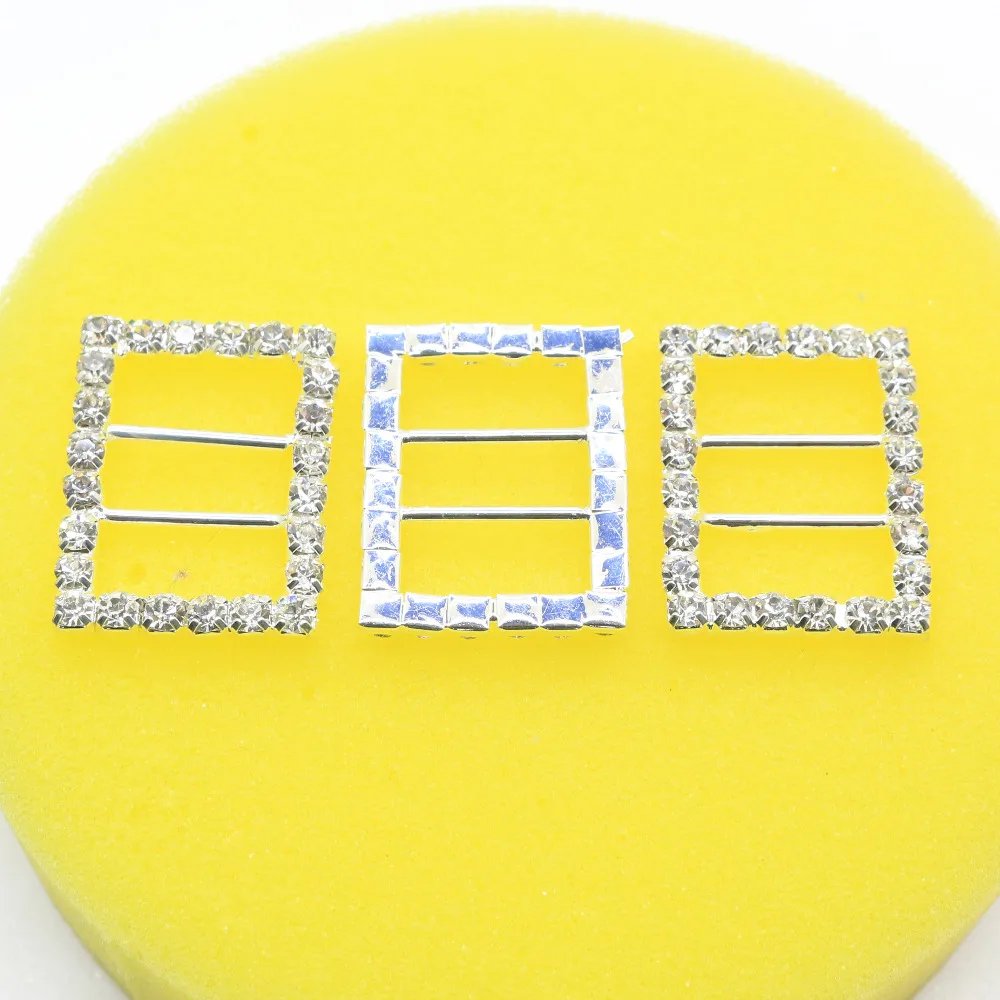 Supply10pcs/lot/  18mm*24mm Double bar Ribbon slider  Rhinestone  Wedding Decoraion buckles/ DIY Ornament accessories