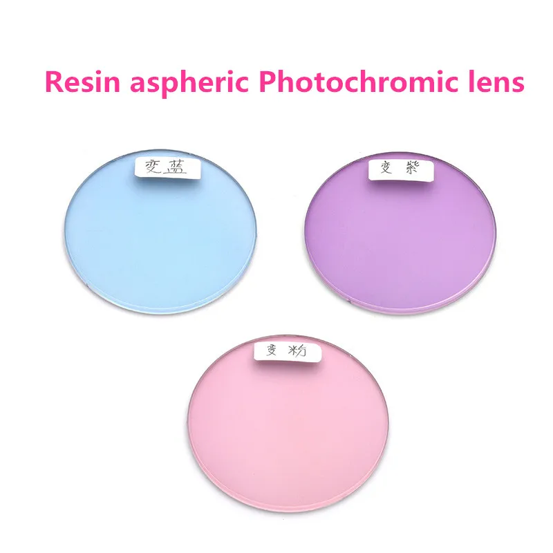 1.56 1.61 Pink Purple Blue Photochromic Transition Optical Lenses Anti Reflective UV Scratch Myopia Prescription Eye Glasses