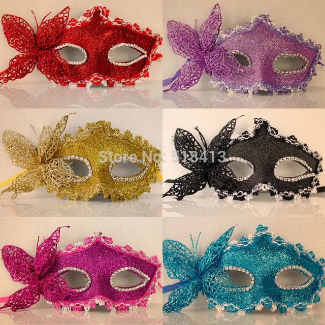 Plastic Colorful Halloween Mask Make Up Ball Party Lace Veil Mask The Wedding Marriage Upscale Elegant Women Butterfly Masks