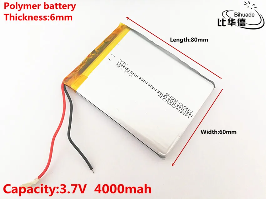 1pcs/lot 3.7V,4000mAH,606080 Polymer lithium ion / Li-ion battery for TOY,POWER BANK,GPS,mp3,mp4